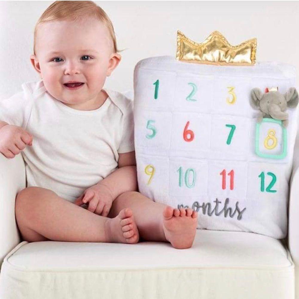 Baby Aspen My First Milestone White Decorative Pillow Unisex One Size